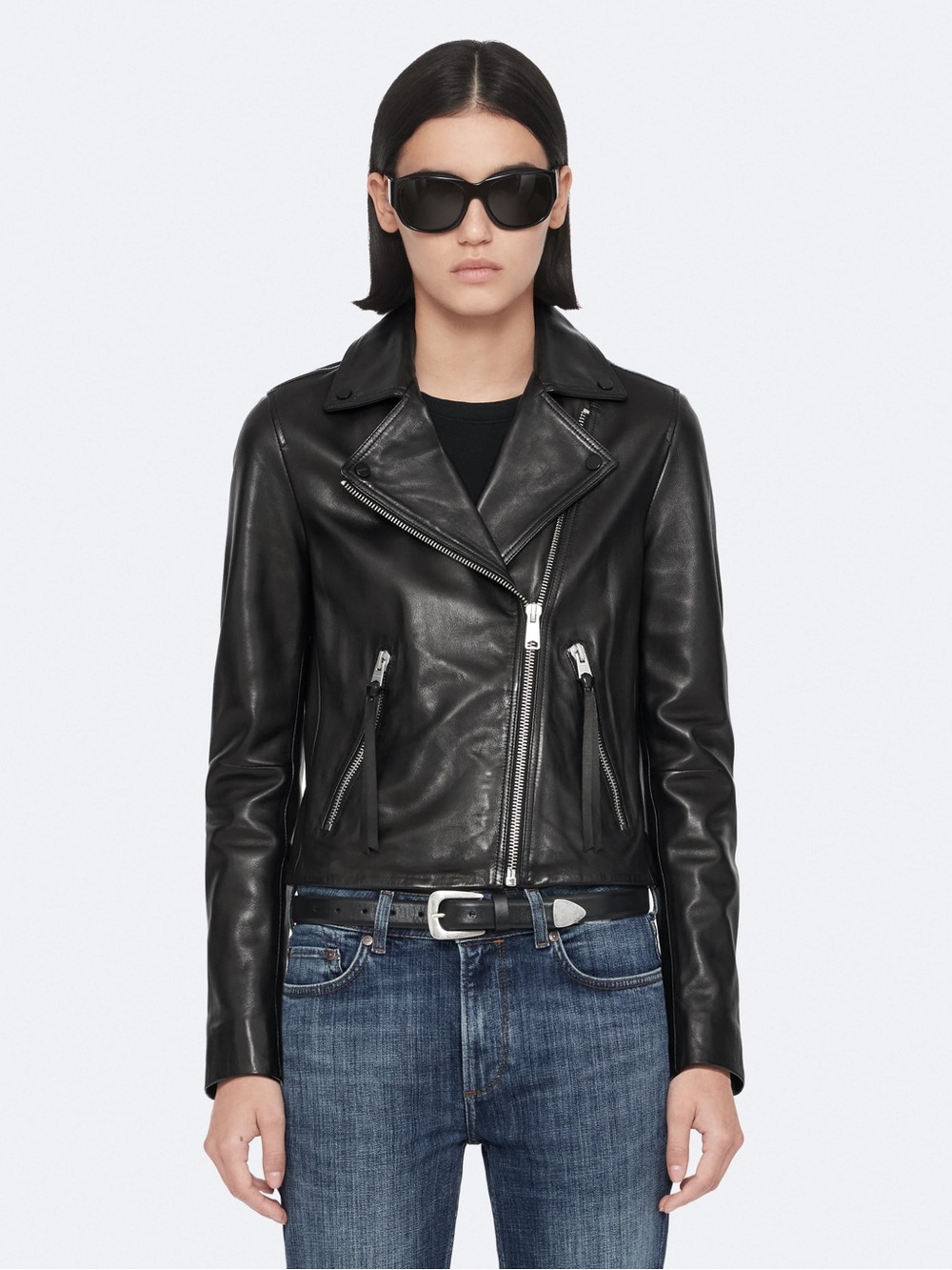 All Saints Dalby Slim Fit Leather Biker Jacket